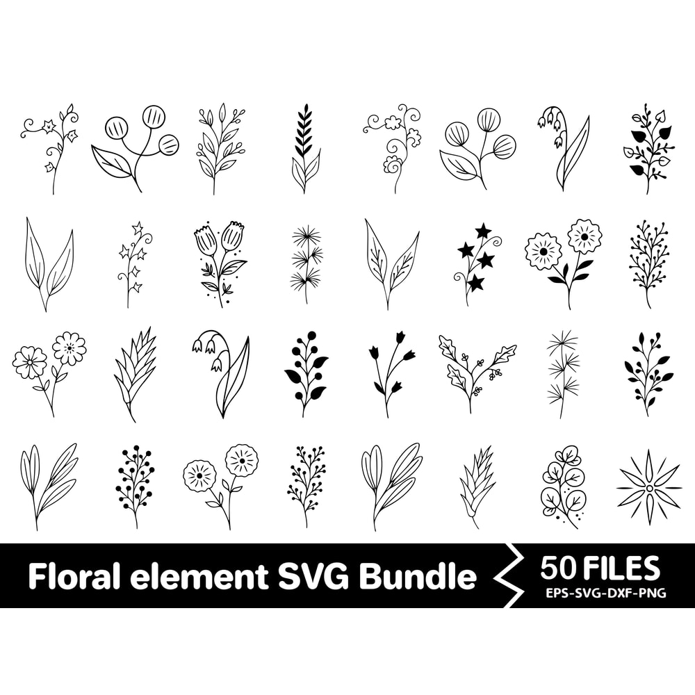 Floral Element SVG Bundle 0