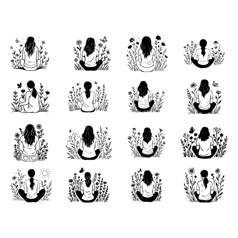 Woman With Flowers Svg Bundle 1