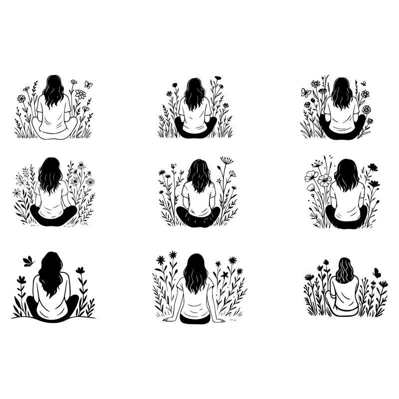 Woman With Flowers Svg Bundle 2