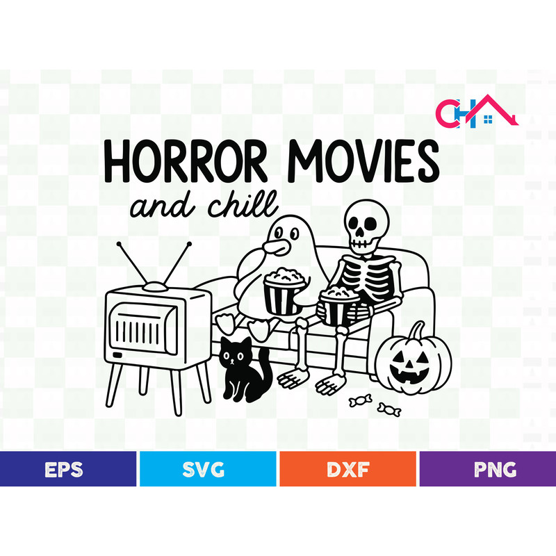 Horror Movies And Chill T Shirt Design 0
