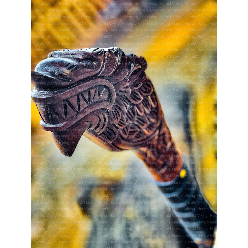 Legendary Norse Wolf Head Engraved Axe Hand Forged Carbon Steel Axe Battle Ready Axe 2