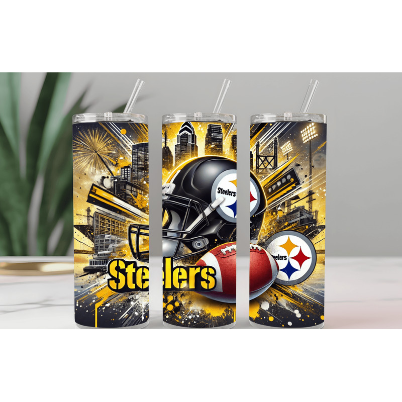 Steelers20oz Skinny Tumbler Wrap PNG Sport 20oz Tumbler PNG Mascot Sublimation Tumbler PNG Digital 0