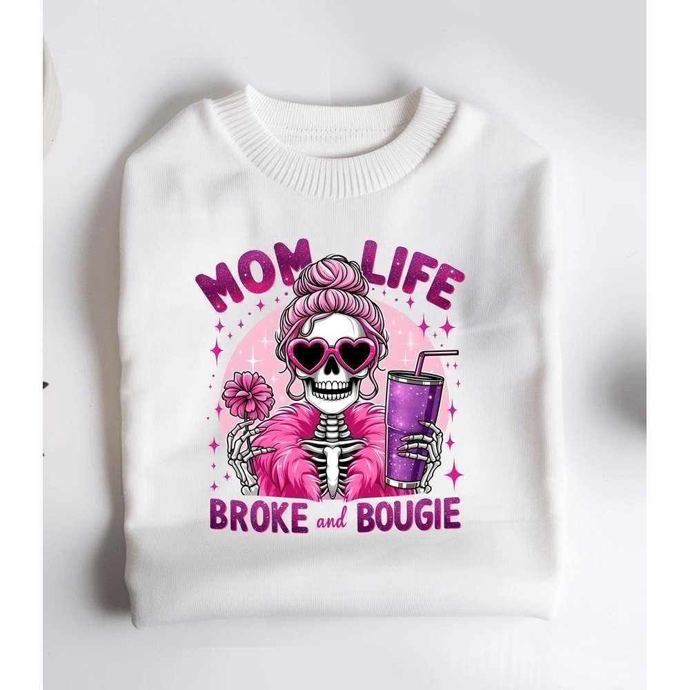 Funny Mom TShirt Digital Vector Files Mom Life Broke Bougie TShirt Transfers Printable Art Instant 2