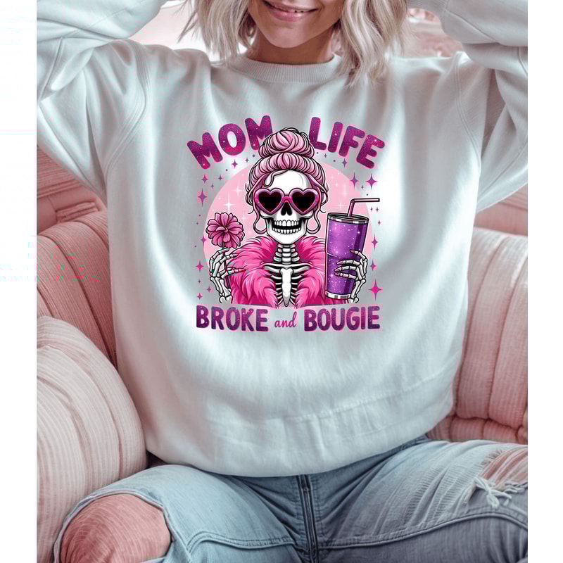 Funny Mom TShirt Digital Vector Files Mom Life Broke Bougie TShirt Transfers Printable Art Instant 3