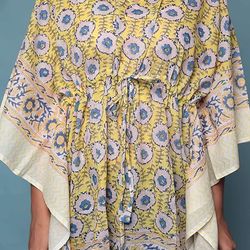 pure cotton women stylish hand block print short kaftan, night wear, loungewear, night dress -03