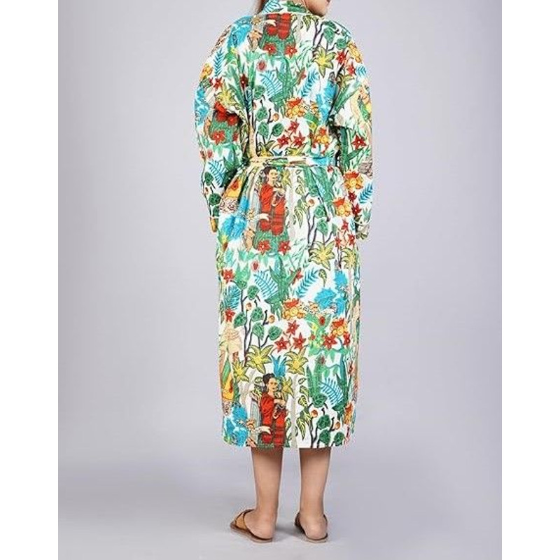 Womens Stylish Printed Kimono Robe Multifunctional Bathrobe Loungewear Swim CoverUp And Night Dress 2