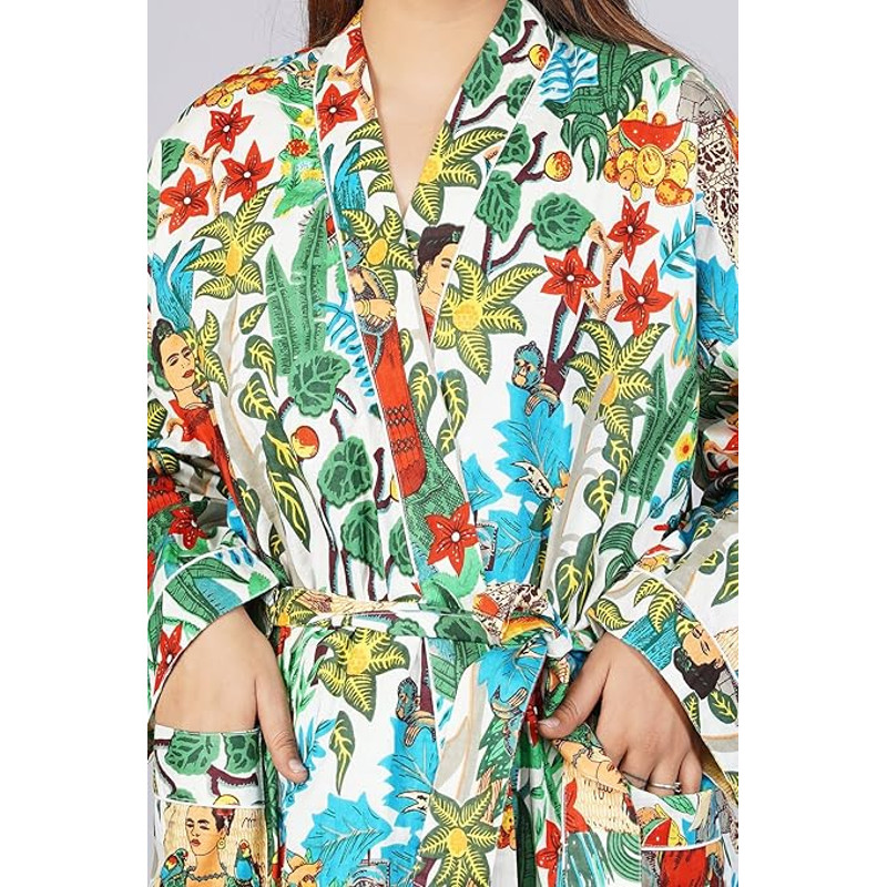 Womens Stylish Printed Kimono Robe Multifunctional Bathrobe Loungewear Swim CoverUp And Night Dress 0
