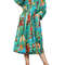 Womens Stylish Printed Maxi Gown Kimono Robe Multifunctional Bathrobe Loungewear Swim CoverUp And N 1