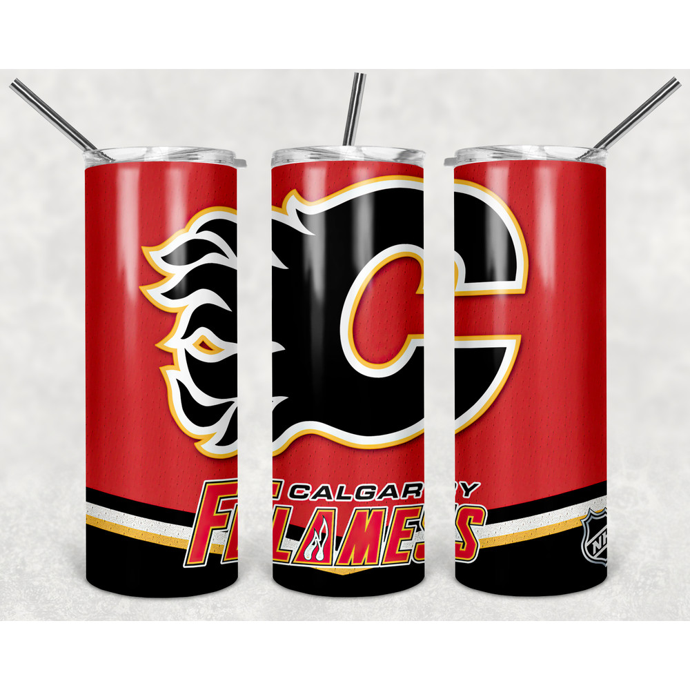 Calgary Flames Tumbler Wrap Design - JPEG & PNG - Sublimation Printing Design - NHL - Hockey - 20oz Tumbler Design