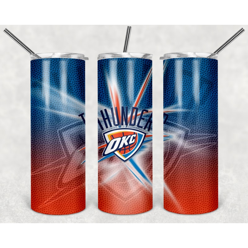 Oklahoma City Thunder Tumbler Wrap Design - JPEG & PNG - Sublimation Printing - NBA - Basketball - 20oz Skinny Tumbler