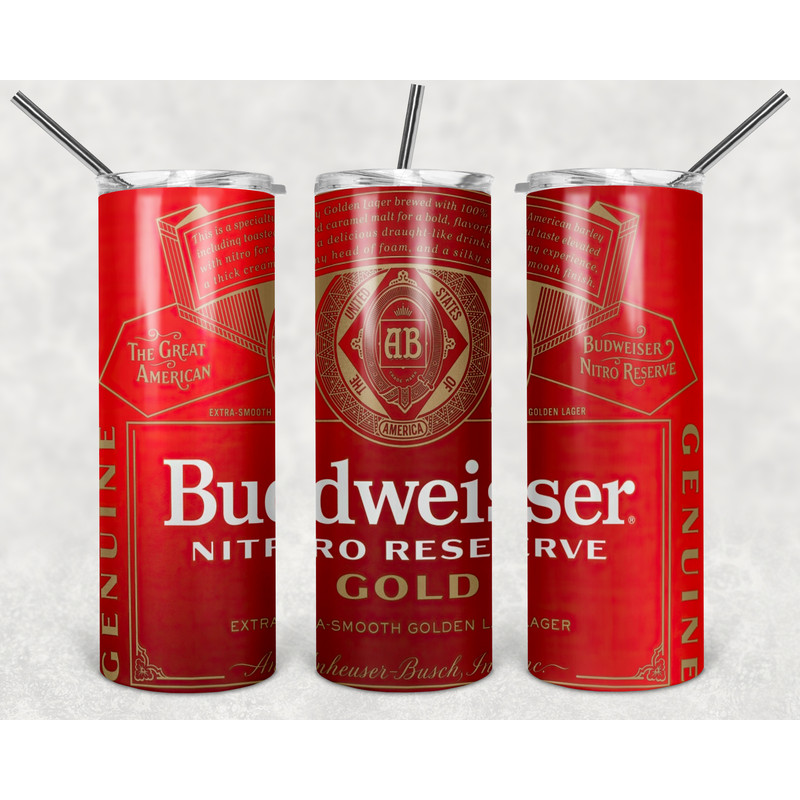 Bud Gold Tumbler Wrap Design - PNG Sublimation Printing Design - 20oz Tumbler Designs.