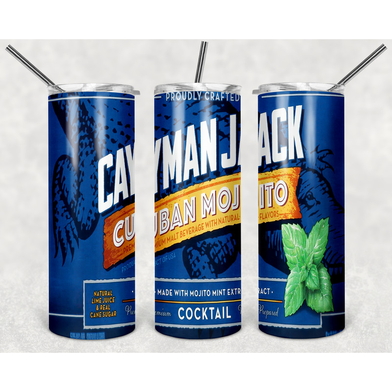 Cayman Jack Cuban Mojito Tumbler Wrap Design - PNG Sublimation Printing Design - 20oz Tumbler Designs.