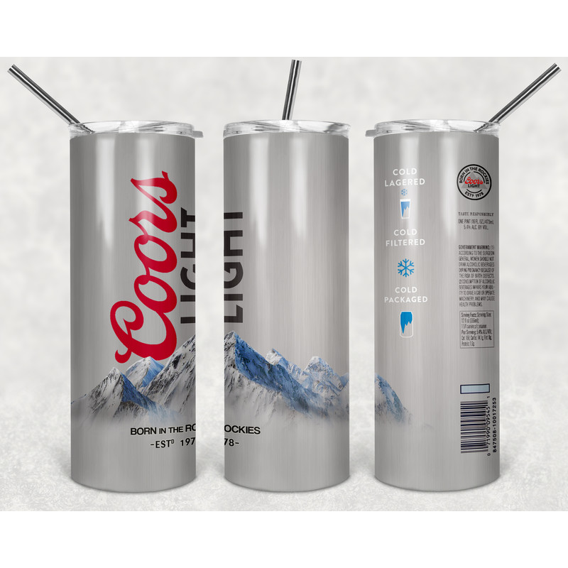 Coors Light Tumbler Wrap Design - PNG Sublimation Printing Design - 20oz Tumbler Designs.