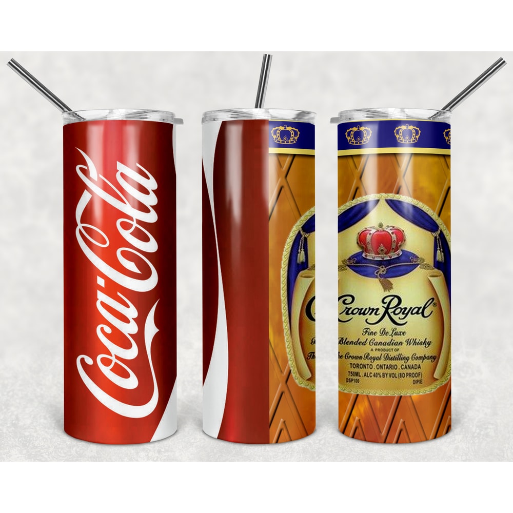 Crown Royal And Coke Tumbler Wrap Design - PNG Sublimation Printing Design - 20oz Tumbler Designs.