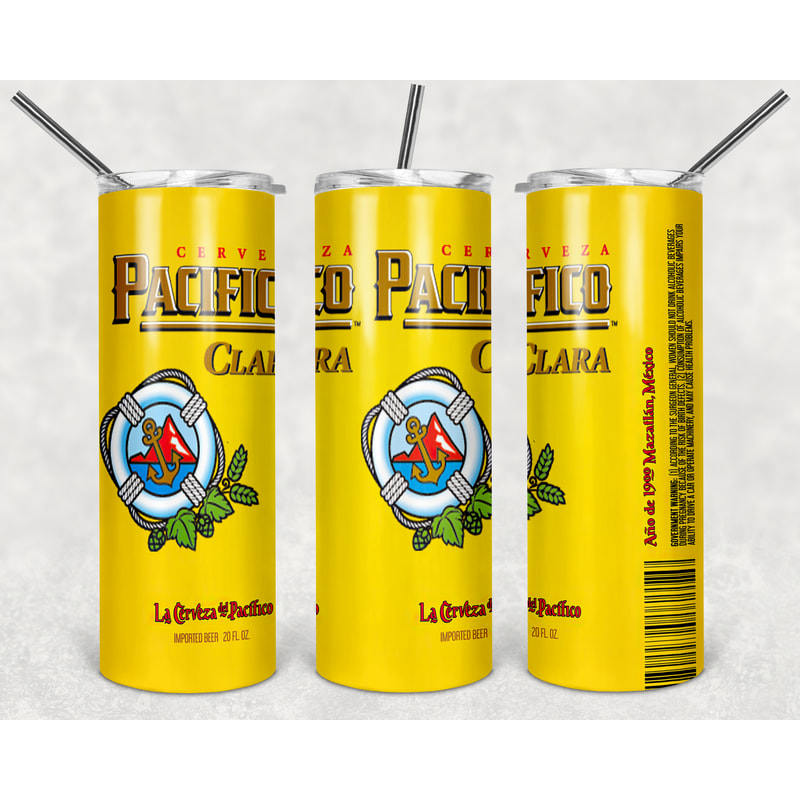 Pacifico Clara Tumbler Wrap Design - PNG Sublimation Printing Design - 20oz Tumbler Designs.