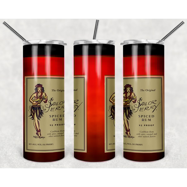 Sailor Jerry Tumbler Wrap Design - JPEG & PNG - Sublimation Printing - Alcohol Label - 20oz Tumbler