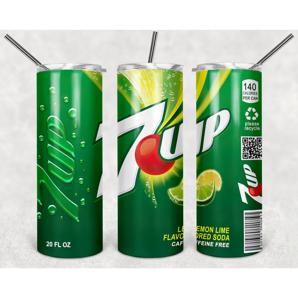 7up Logo Tumbler Wrap Design - JPEG & PNG - Sublimation Printing - Soda / Pop - 20oz Tumbler