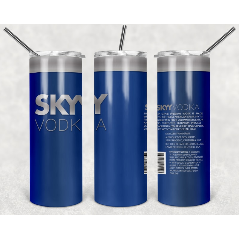 Skyy Vodka Tumbler Wrap Design - JPEG & PNG - Sublimation Printing - Alcohol Label - 20oz Tumbler