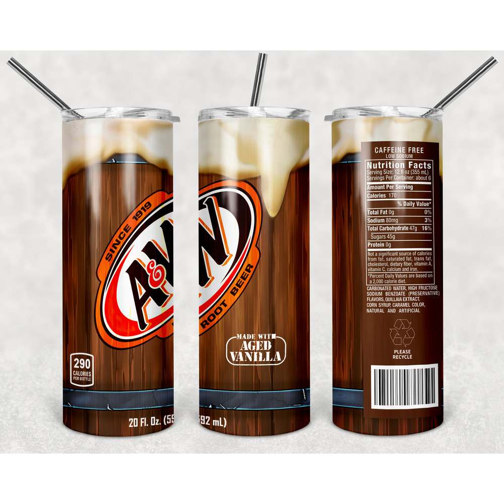 A&W Rootbeer Tumbler Wrap Design - JPEG & PNG - Sublimation Printing - Soda / Pop - 20oz Tumbler