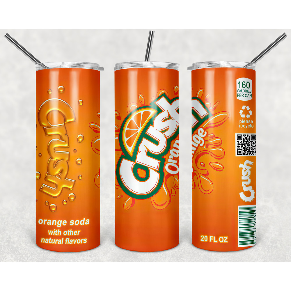 Crush Orange Soda Tumbler Wrap Design - JPEG & PNG - Sublimation Printing - Soda / Pop - 20oz Tumbler