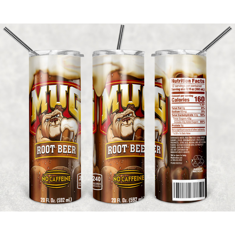 Mug Root Beer Tumbler Wrap Design - JPEG & PNG - Sublimation Printing - Soda / Pop - 20oz Tumbler
