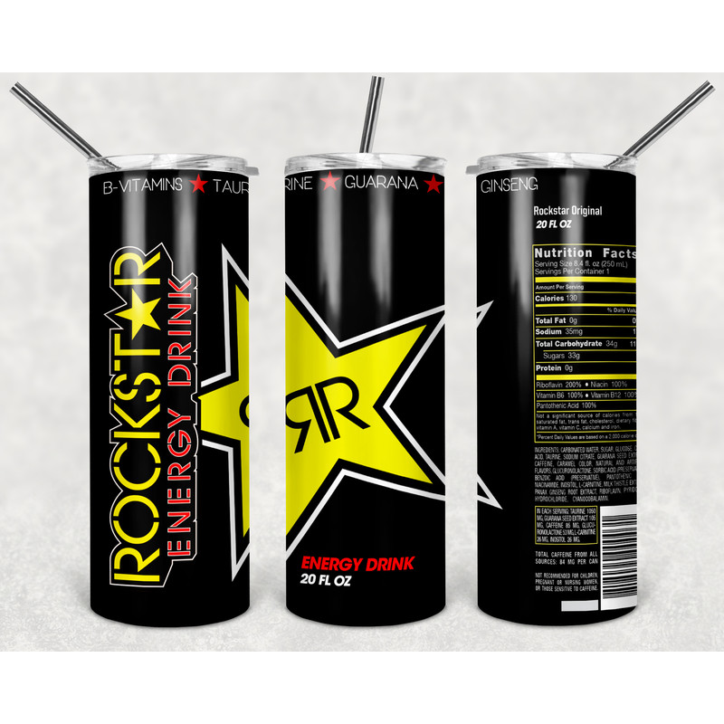 Rockstar Energy Drink Tumbler Wrap Design - JPEG & PNG - Sublimation Printing - Soda / Pop - 20oz Tumbler