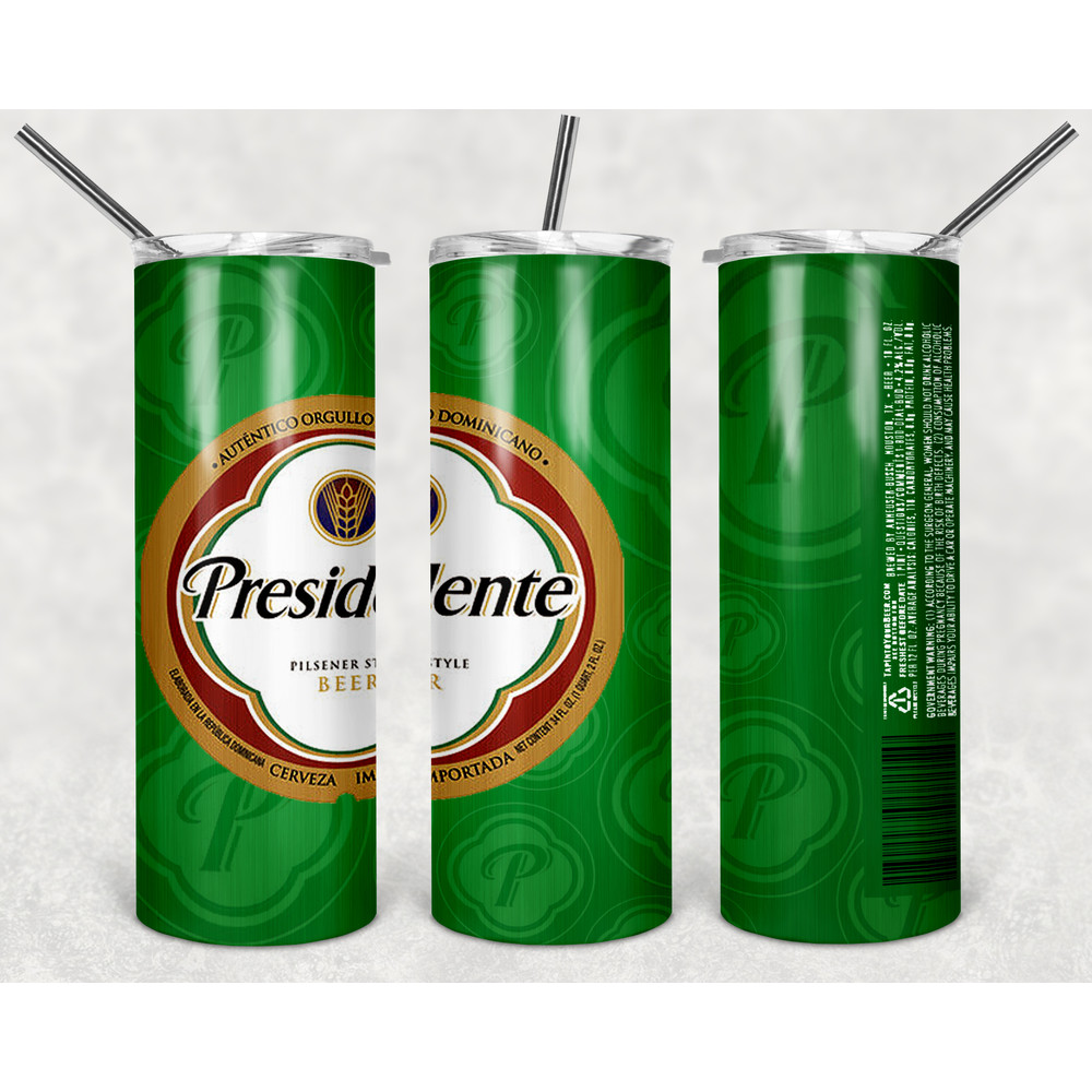 Presidente Beer Tumbler Wrap Design - PNG Sublimation Printing Design - 20oz Tumbler Designs.