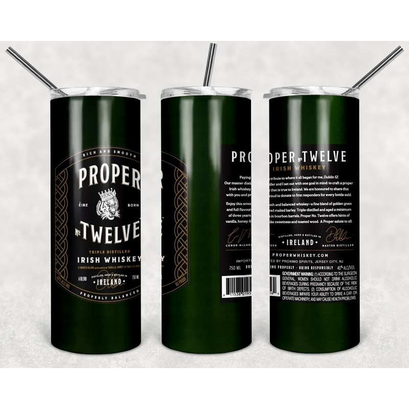 Proper Twelve Tumbler Wrap Design - PNG Sublimation Printing Design - 20oz Tumbler Designs.