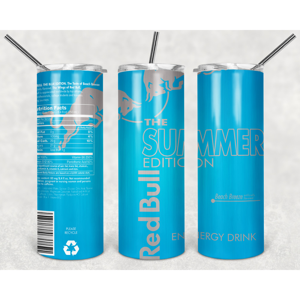 Red Bull Summer Tumbler Wrap Design - PNG Sublimation Printing Design - 20oz Tumbler Designs.