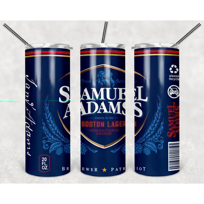 Samual Adams Tumbler Wrap Design - PNG Sublimation Printing Design - 20oz Tumbler Designs.