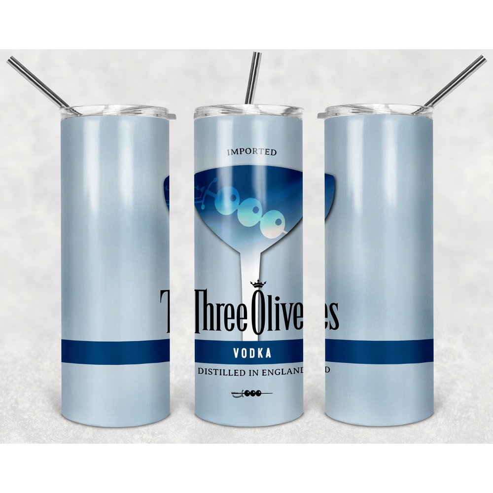 Three Olives Vodka Tumbler Wrap Design - PNG Sublimation Printing Design - 20oz Tumbler Designs.