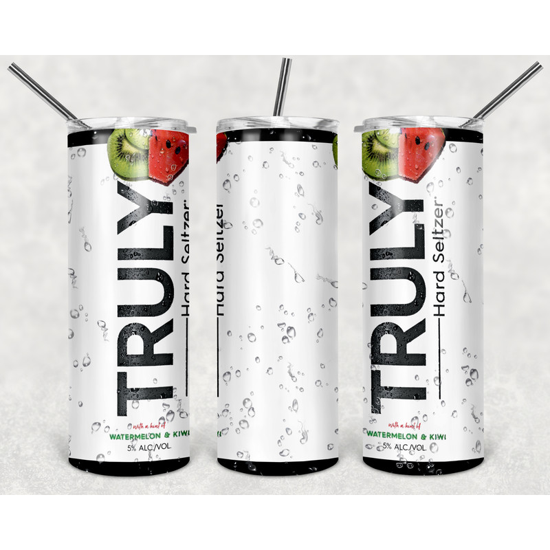 Truly Watermelon Kiwi Tumbler Wrap Design - PNG Sublimation Printing Design - 20oz Tumbler Designs.