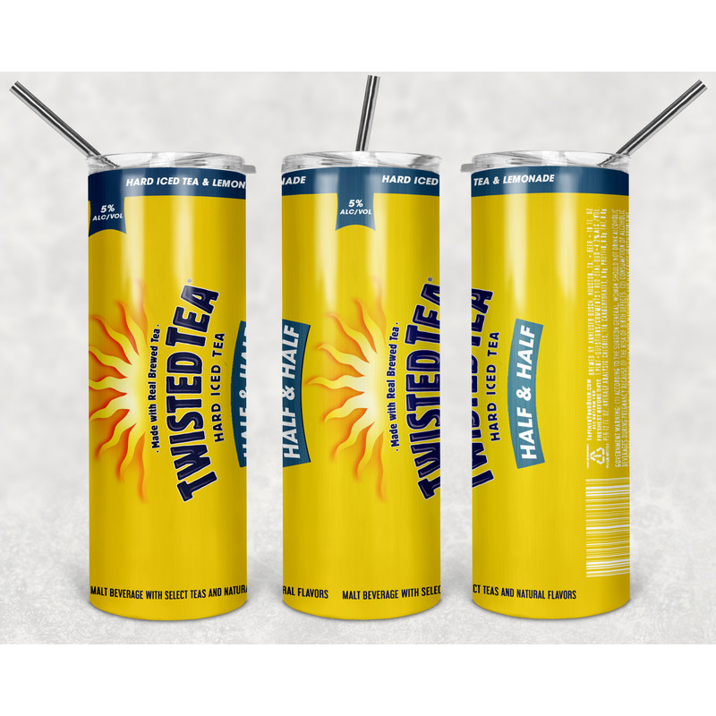 Twisted Tea Half And Half Tumbler Wrap Design - PNG Sublimation Printing Design - 20oz Tumbler Designs.