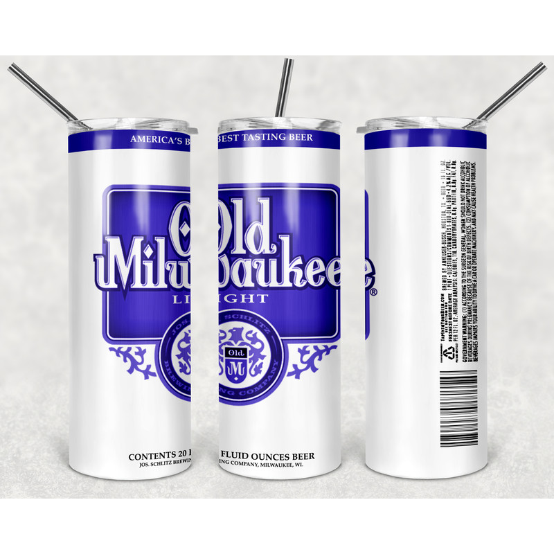 Old Milwaukee Light Beer Can Tumbler Wrap Design - PNG Sublimation Printing Design - 20oz Tumbler Designs.