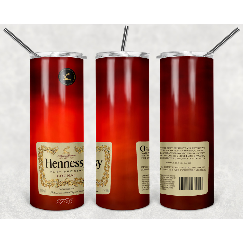 Hennessy Tumbler Wrap Design - JPEG & PNG - Sublimation Printing - Alcohol Label - 20oz Tumbler