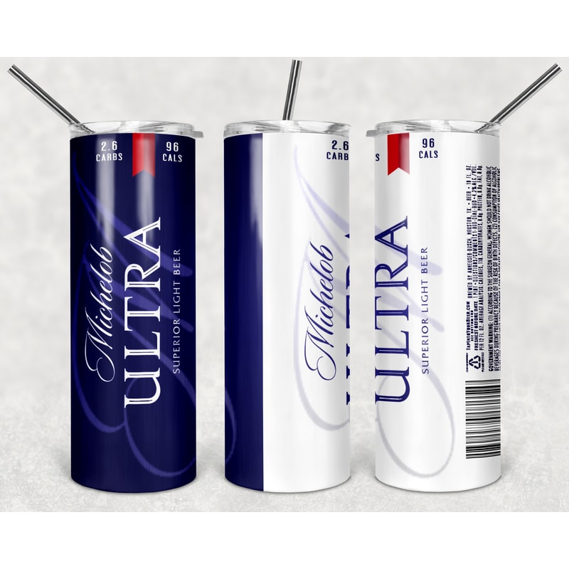 Michelob Ultra Tumbler Wrap Design - PNG Sublimation Printing Design - 20oz Tumbler Designs.