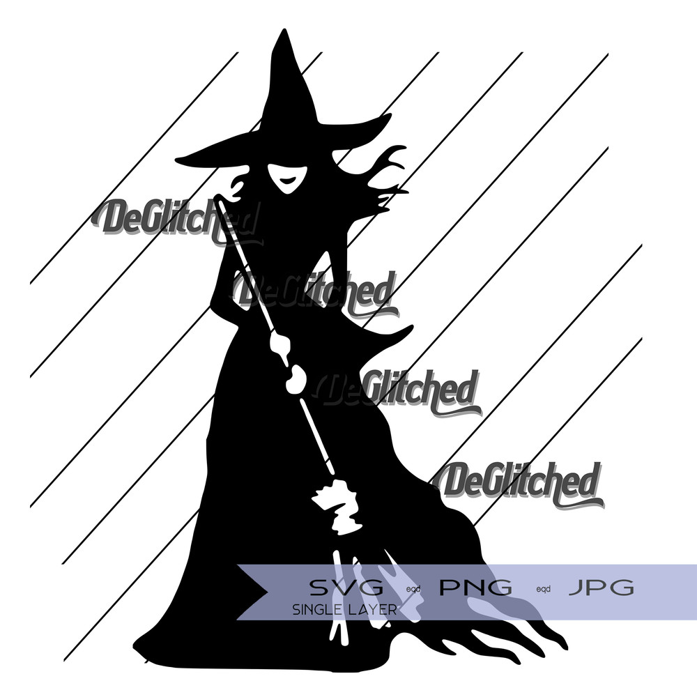 Wicked Elphaba Silhouette  Single Layer SVG PNG JPG Digital Download 0
