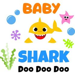 baby shark yellow svg, shark family svg, baby shark svg, cartoon svg, shark svg, baby shark family svg, png dxf eps file