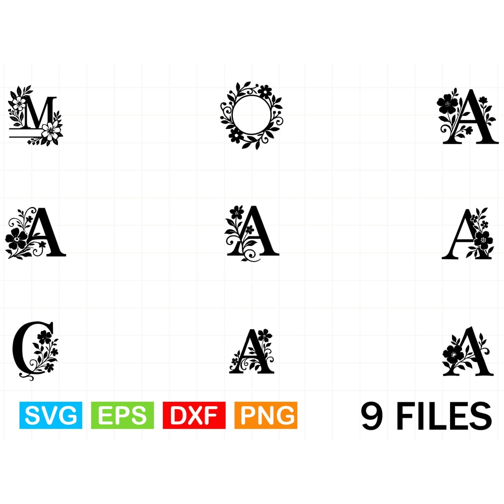 Floral Monogram Svg Bundle 0