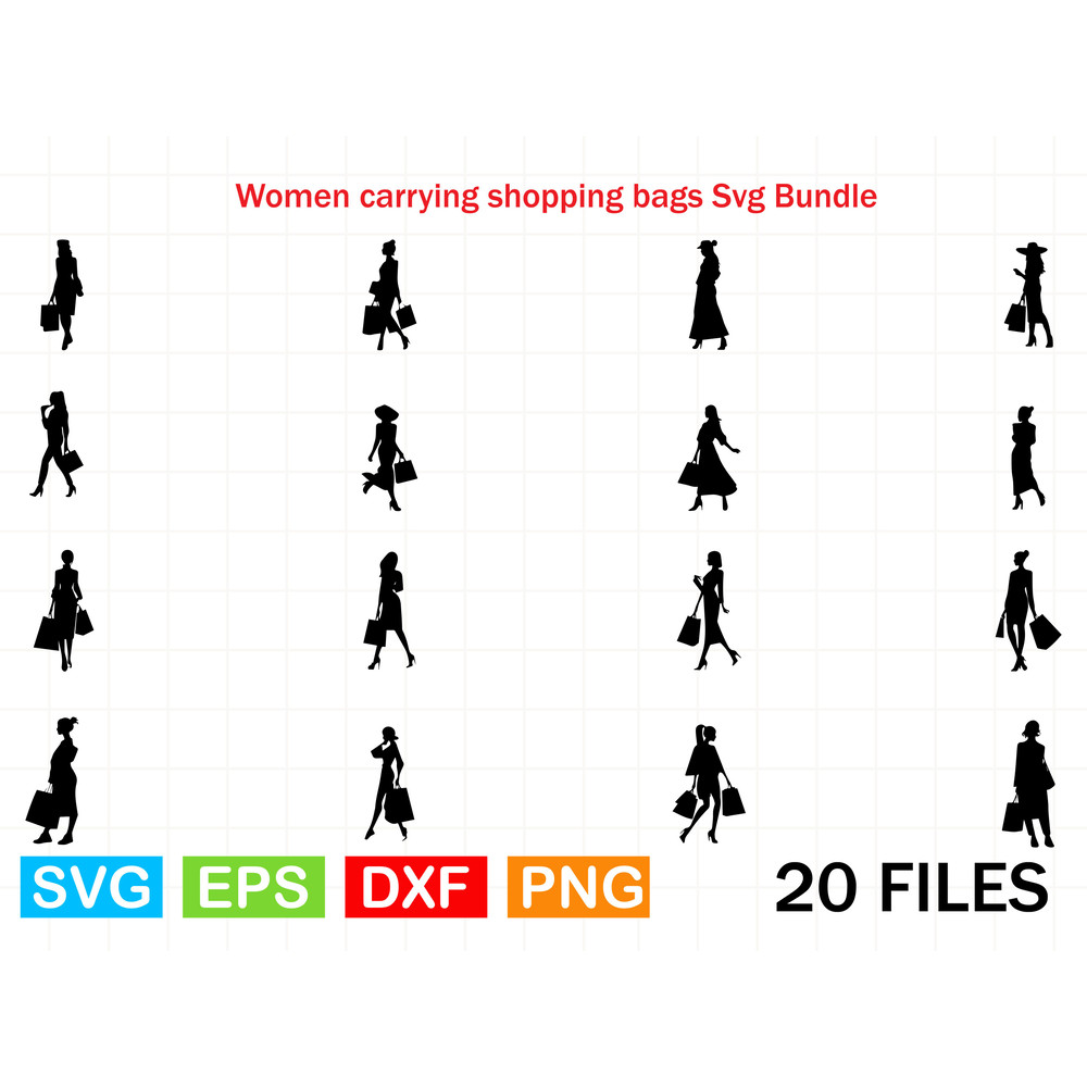 Women Carrying Shopping Bags Svg Bundle 0