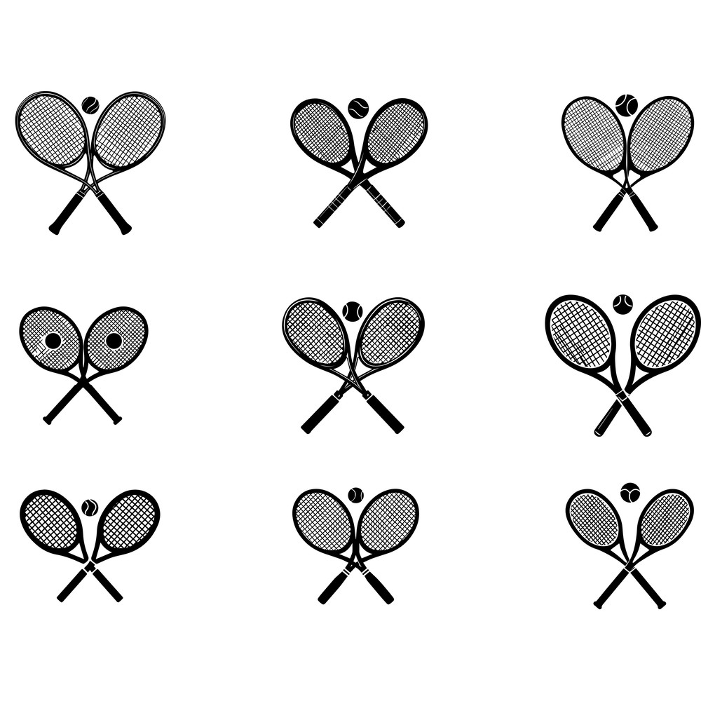 Tennis Rackets And A Ball Svg Bundle 2