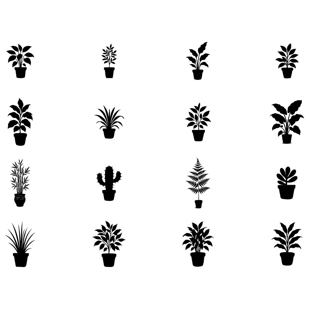 Potted Plant Silhouette Bundle 2