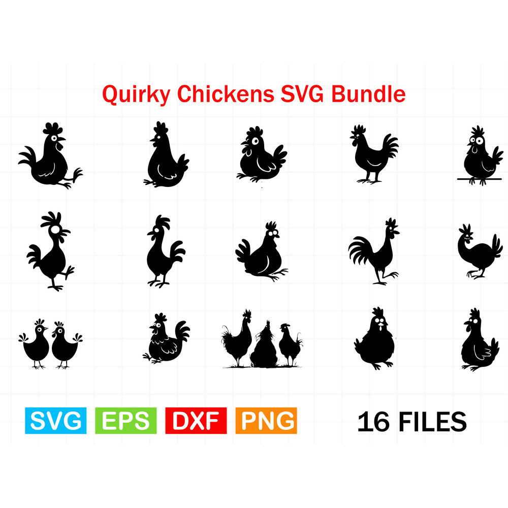 Quirky Chickens SVG Bundle 0