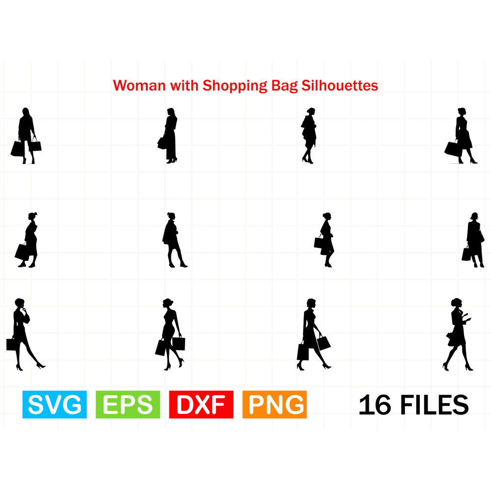 Woman With Shopping Bag Silhouettes 0