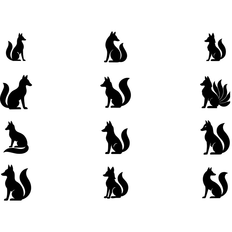 Kitsune SVG Bundle Japanese Fox Spirit Designs Mystical Fox Silhouettes Mask Clipart Vector Cut F 1