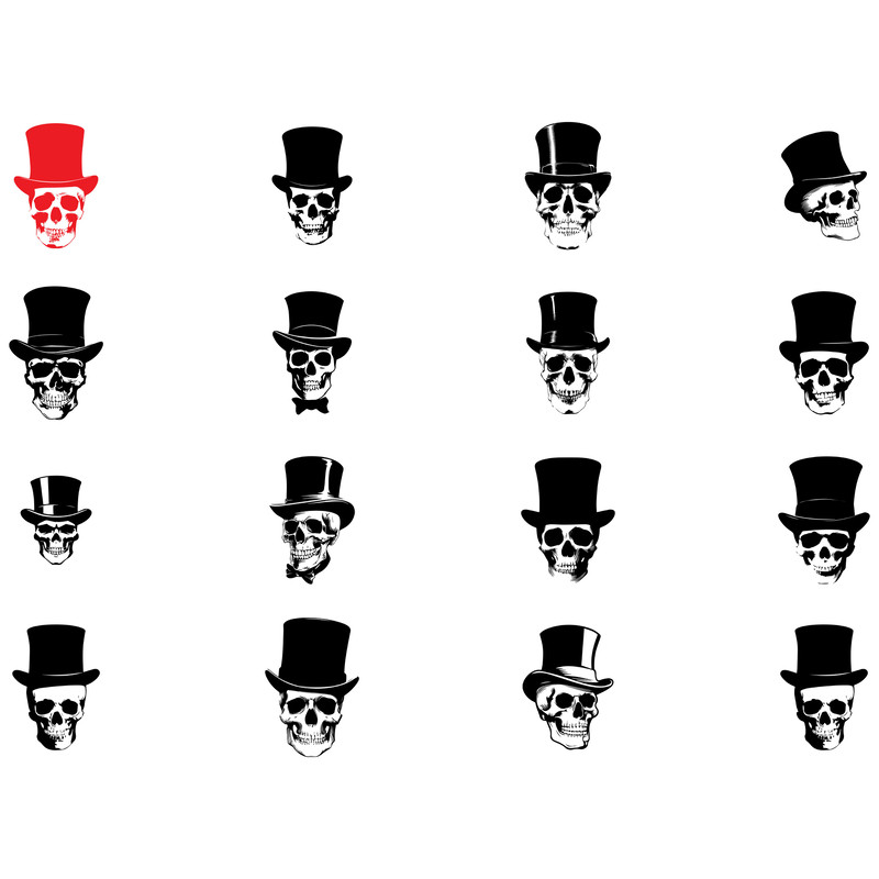 Skull With Top Hat Svg Bundle 1