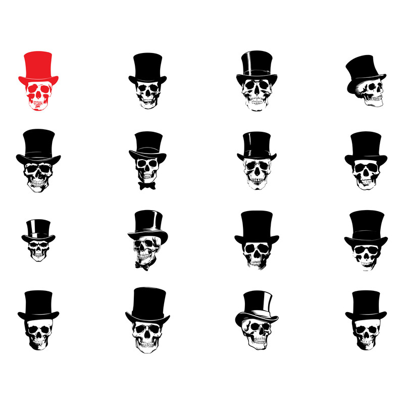 Skull With Top Hat Svg Bundle 2