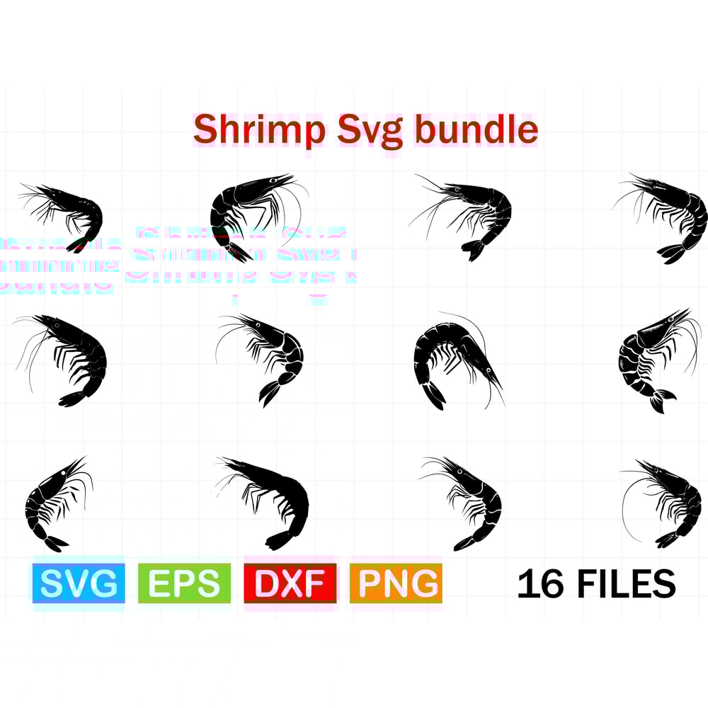 Shrimp SVG Bundle Seafood Silhouettes Prawns Clipart Vector Cut Files For Cricut And Silhouette 0