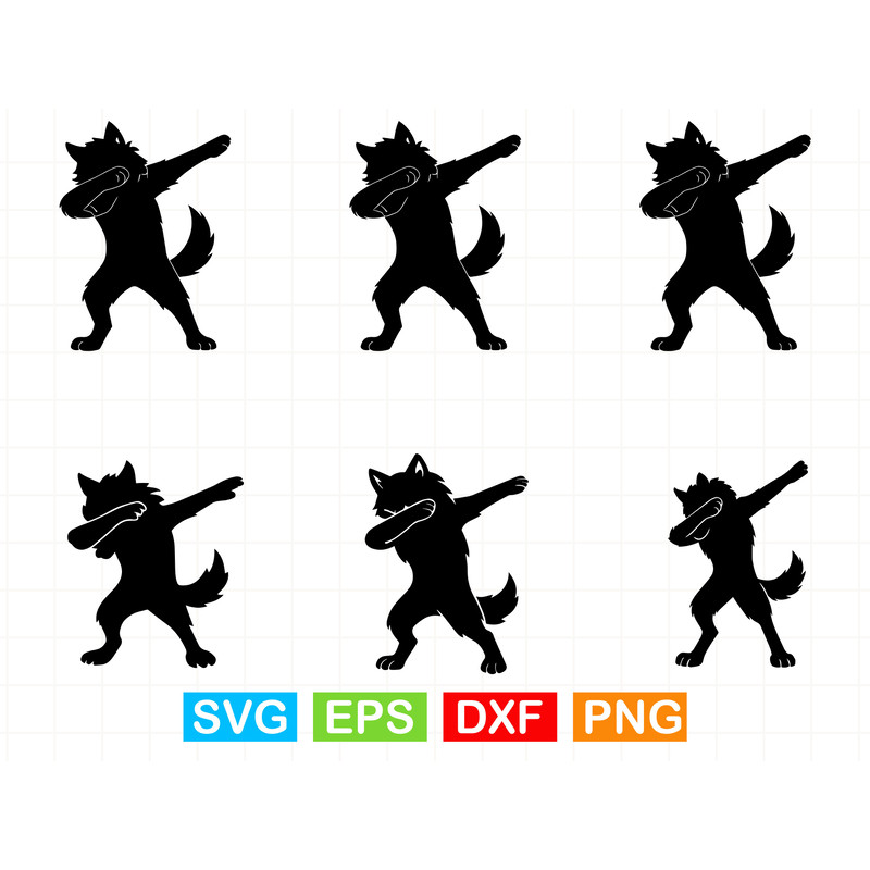 Dabbing Wolf SVG Bundle  Funny Dab Wolf Silhouettes And Clipart  Vector Cut Files For Cricut And Si 0