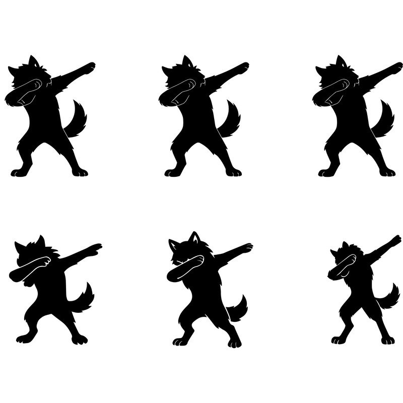 Dabbing Wolf SVG Bundle  Funny Dab Wolf Silhouettes And Clipart  Vector Cut Files For Cricut And Si 1